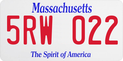 MA license plate 5RW022