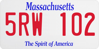 MA license plate 5RW102