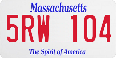 MA license plate 5RW104