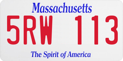 MA license plate 5RW113