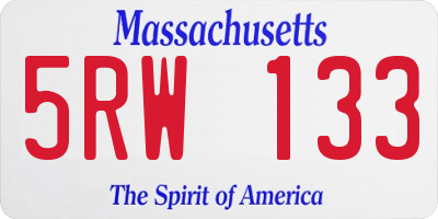 MA license plate 5RW133