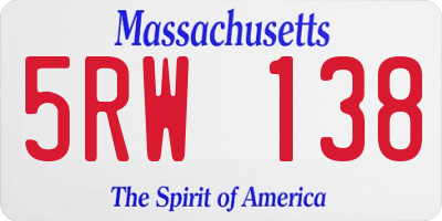 MA license plate 5RW138
