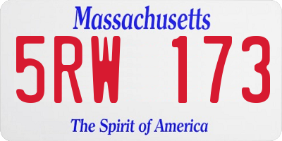 MA license plate 5RW173