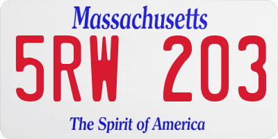 MA license plate 5RW203