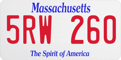 MA license plate 5RW260