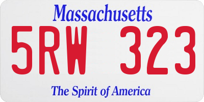 MA license plate 5RW323