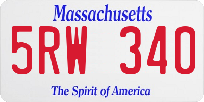 MA license plate 5RW340