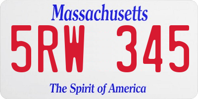 MA license plate 5RW345