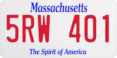 MA license plate 5RW401