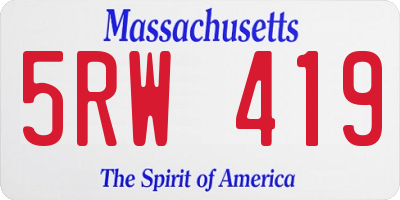 MA license plate 5RW419