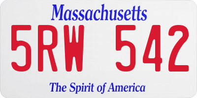 MA license plate 5RW542