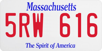 MA license plate 5RW616
