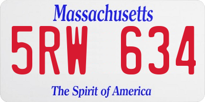 MA license plate 5RW634