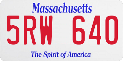 MA license plate 5RW640