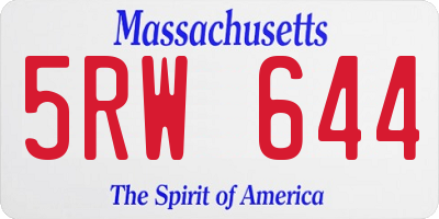 MA license plate 5RW644
