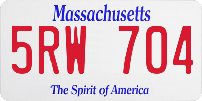 MA license plate 5RW704