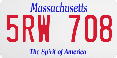 MA license plate 5RW708