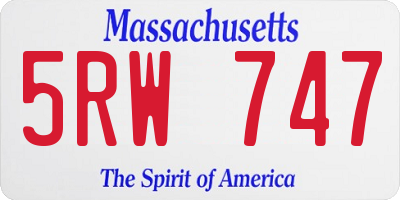 MA license plate 5RW747