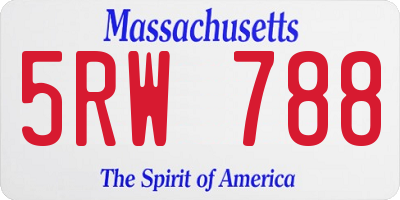 MA license plate 5RW788
