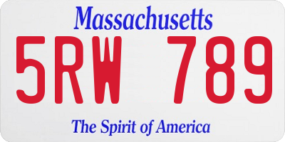 MA license plate 5RW789