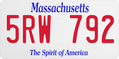 MA license plate 5RW792