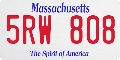 MA license plate 5RW808