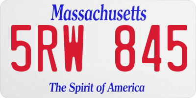 MA license plate 5RW845