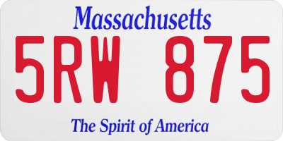 MA license plate 5RW875