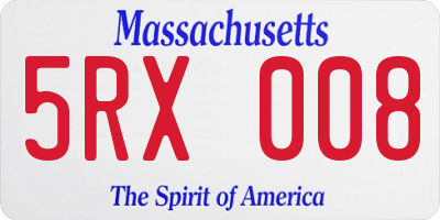 MA license plate 5RX008