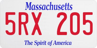 MA license plate 5RX205