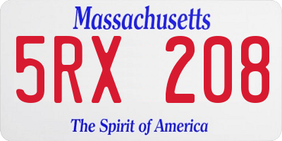 MA license plate 5RX208