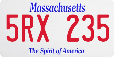MA license plate 5RX235