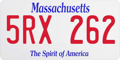 MA license plate 5RX262