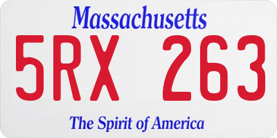 MA license plate 5RX263