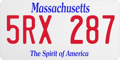 MA license plate 5RX287
