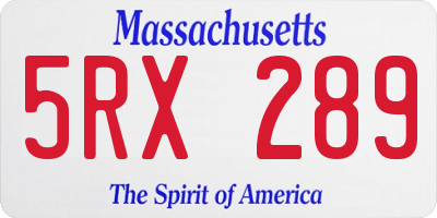MA license plate 5RX289