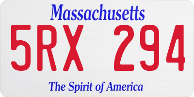 MA license plate 5RX294