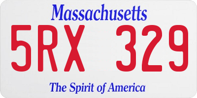 MA license plate 5RX329