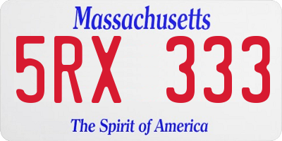 MA license plate 5RX333
