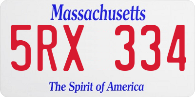 MA license plate 5RX334