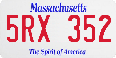 MA license plate 5RX352