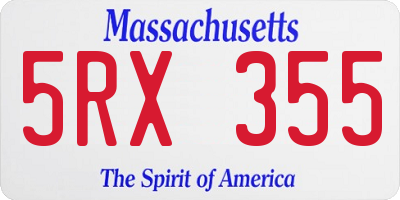 MA license plate 5RX355