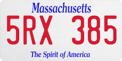 MA license plate 5RX385