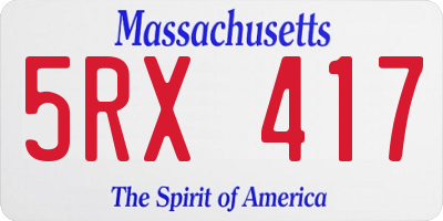 MA license plate 5RX417