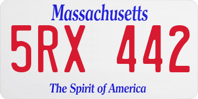 MA license plate 5RX442