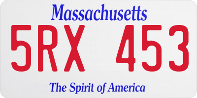 MA license plate 5RX453