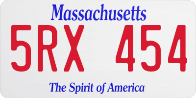 MA license plate 5RX454