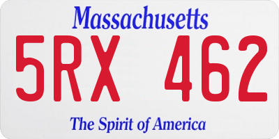 MA license plate 5RX462