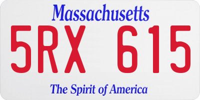 MA license plate 5RX615