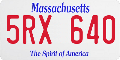 MA license plate 5RX640